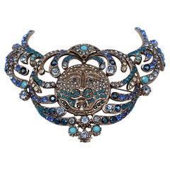 CHRISTIAN LACROIX (Attributed To) Vintage Statement Jewelled Moon-Face Brooch
