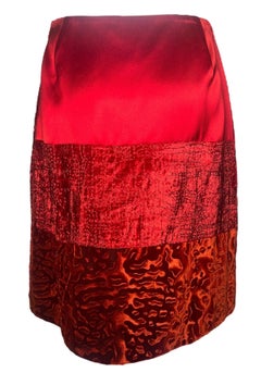 Christian Lacroix Bazar Crimson Velvet Multi-Design Skirt, 1990s