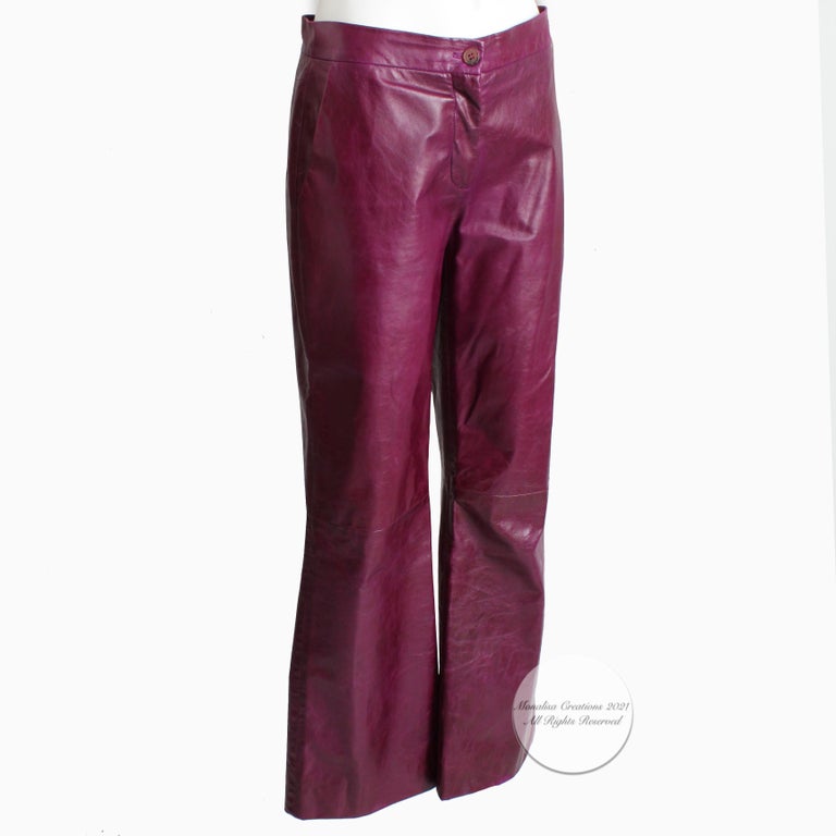 Christian Lacroix Bazar Pants Magenta Calf Leather Vintage 90s Size 40 For  Sale at 1stDibs | jeans with leather front 90s, magenta leather pants,  magenta pants