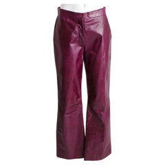 Christian Lacroix Bazar Pants Magenta Calf Leather Vintage 90s Size 40 
