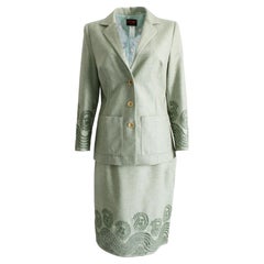 Christian Lacroix Bazar Suit Jacket + Skirt 2pc Set Cashmere Wool Vintage 