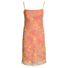 Vintage Christian Lacroix Bazar Sundress Colorful Sheath Embroidered Sleeveless 
