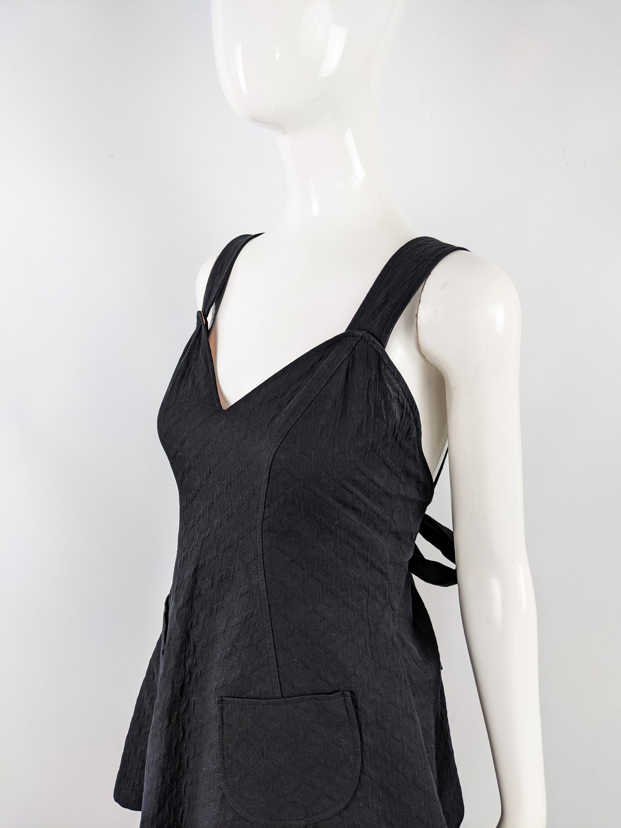 Women's Christian Lacroix Bazar Vintage Black Apron & Coral Lace Dress, 1990s For Sale
