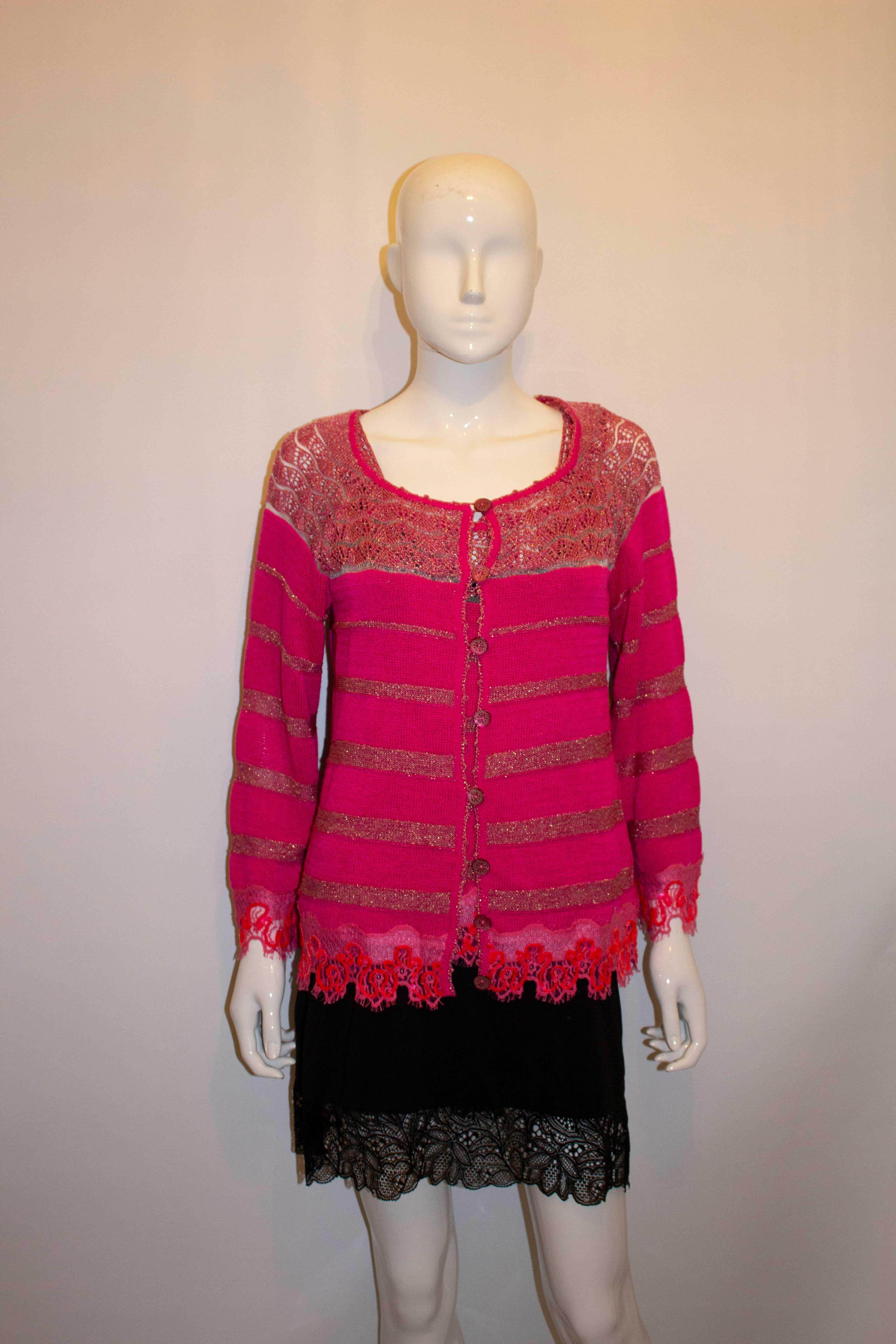 Women's Christian Lacroix Bazzar Pink Cami and Cardigan For Sale