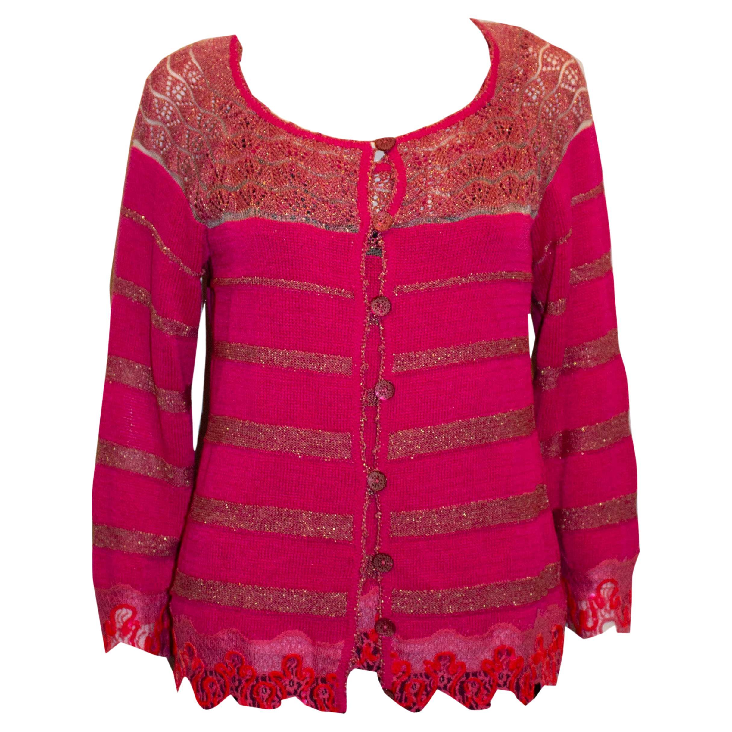 Christian Lacroix Bazzar Pink Cami and Cardigan For Sale