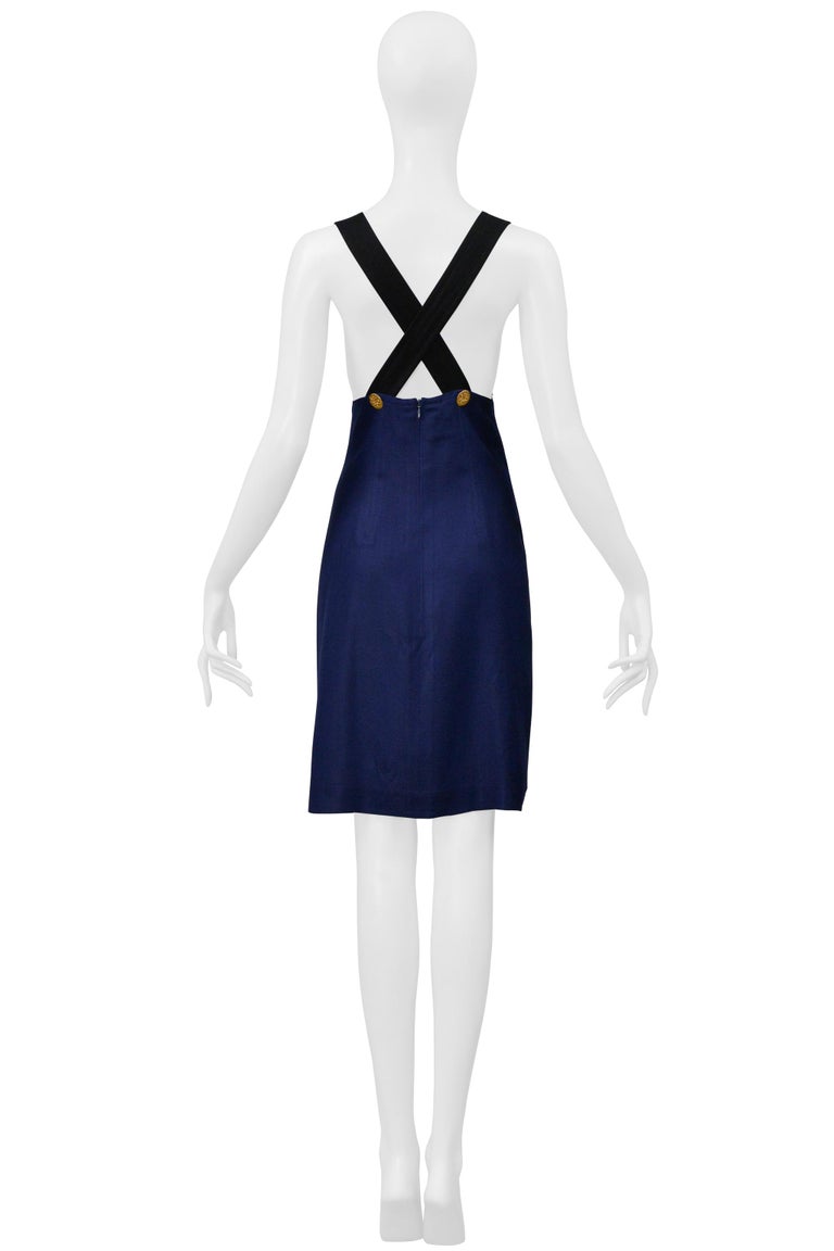 christian lacroix blue dress 1991 Christian Lacroix Couture Navy Linen and Gold Silk Shantung Eveni