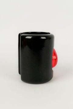 Christian Lacroix Black and Pink Bakelite Cuff Bracelet