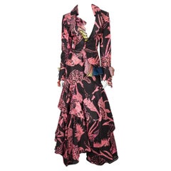 CHRISTIAN LACROIX  Black and Pink Vintage Abstract Skirt