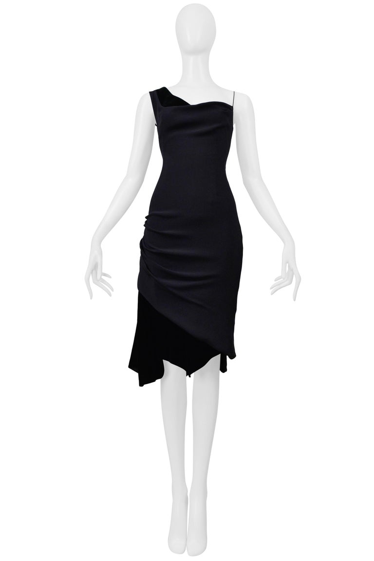 christian lacroix black linen dress Christian Lacroix Black and Blue Linen Dress with Gold Hardware & Slit