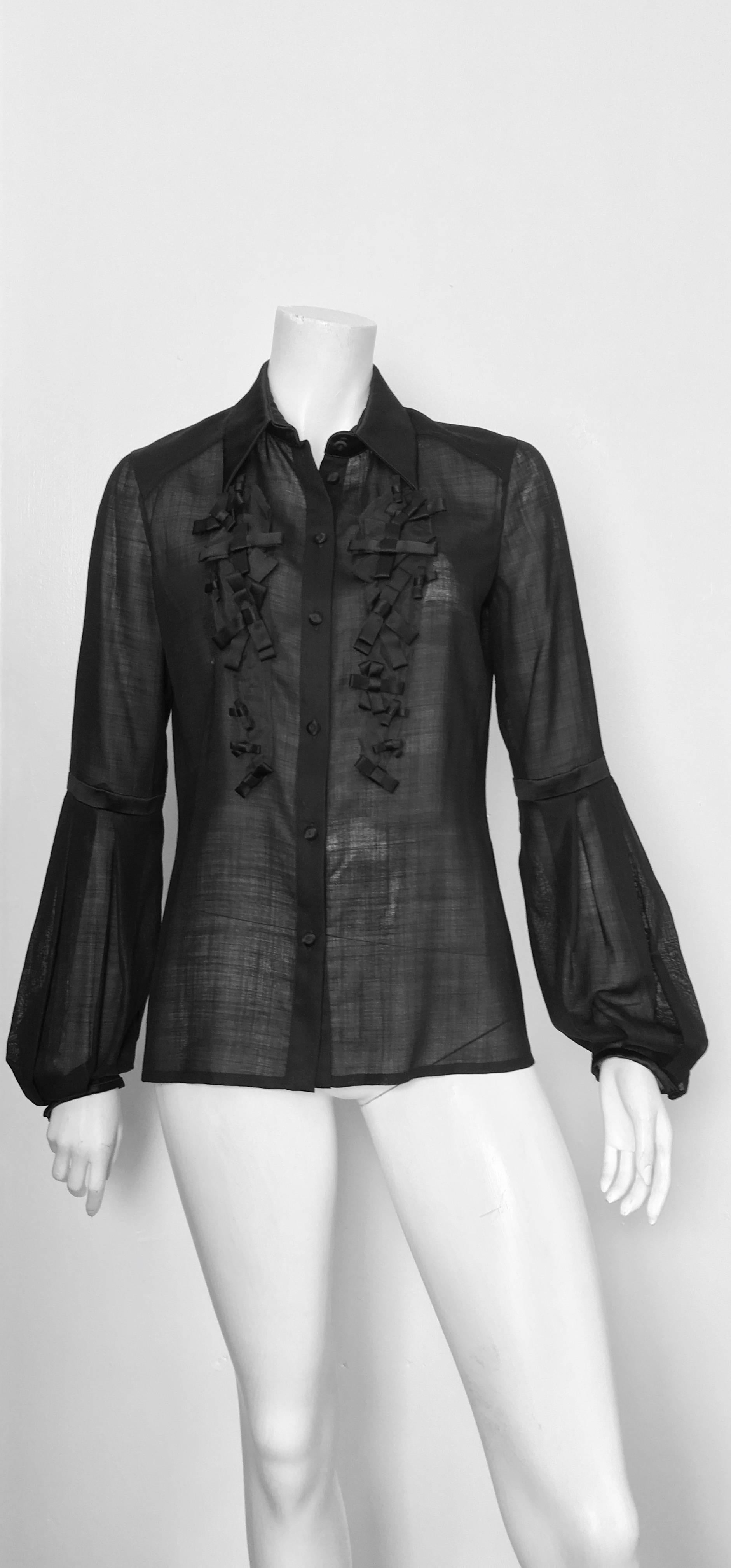 Christian Lacroix 1990s Black Blouse with Bows Size 8. For Sale 6