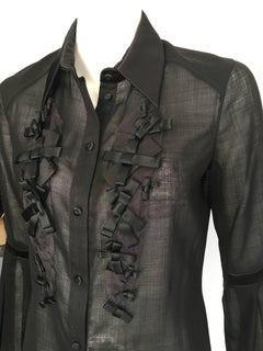 Christian Lacroix 1990s Black Blouse with Bows Size 8.