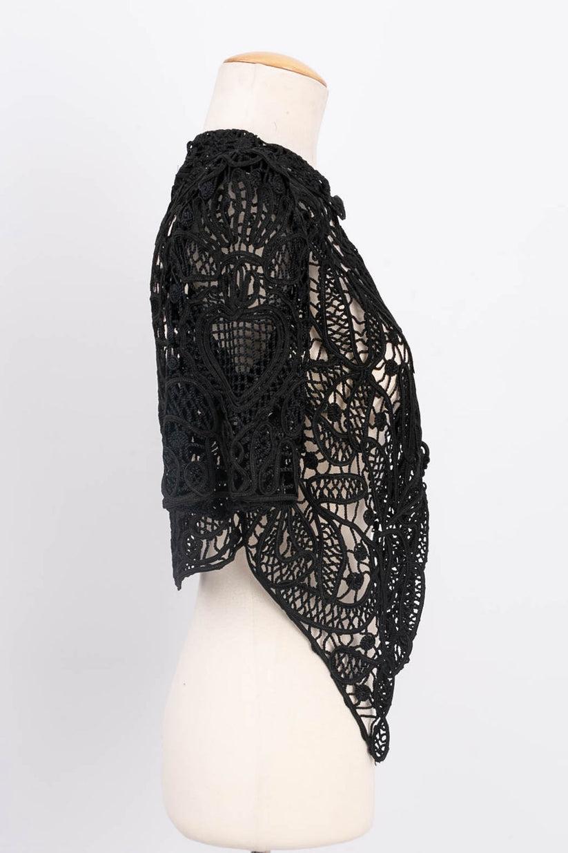 Women's Christian Lacroix Black Crochet Top