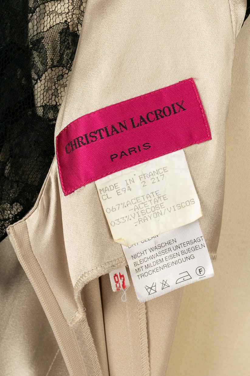 Christian Lacroix Robe noire en satin et dentelle en vente 5