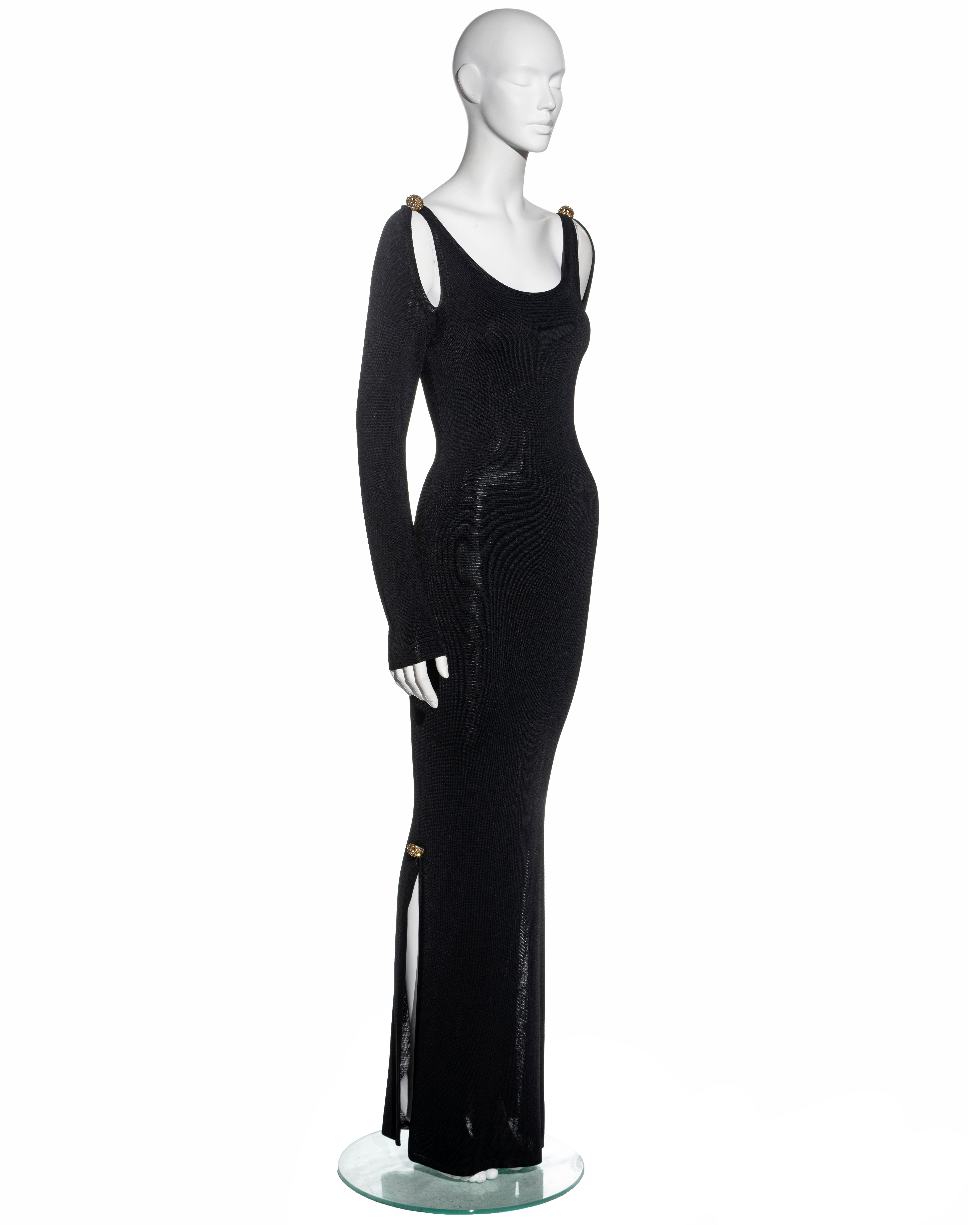 Women's Christian Lacroix black evening dress with crystal ornaments, fw 1992