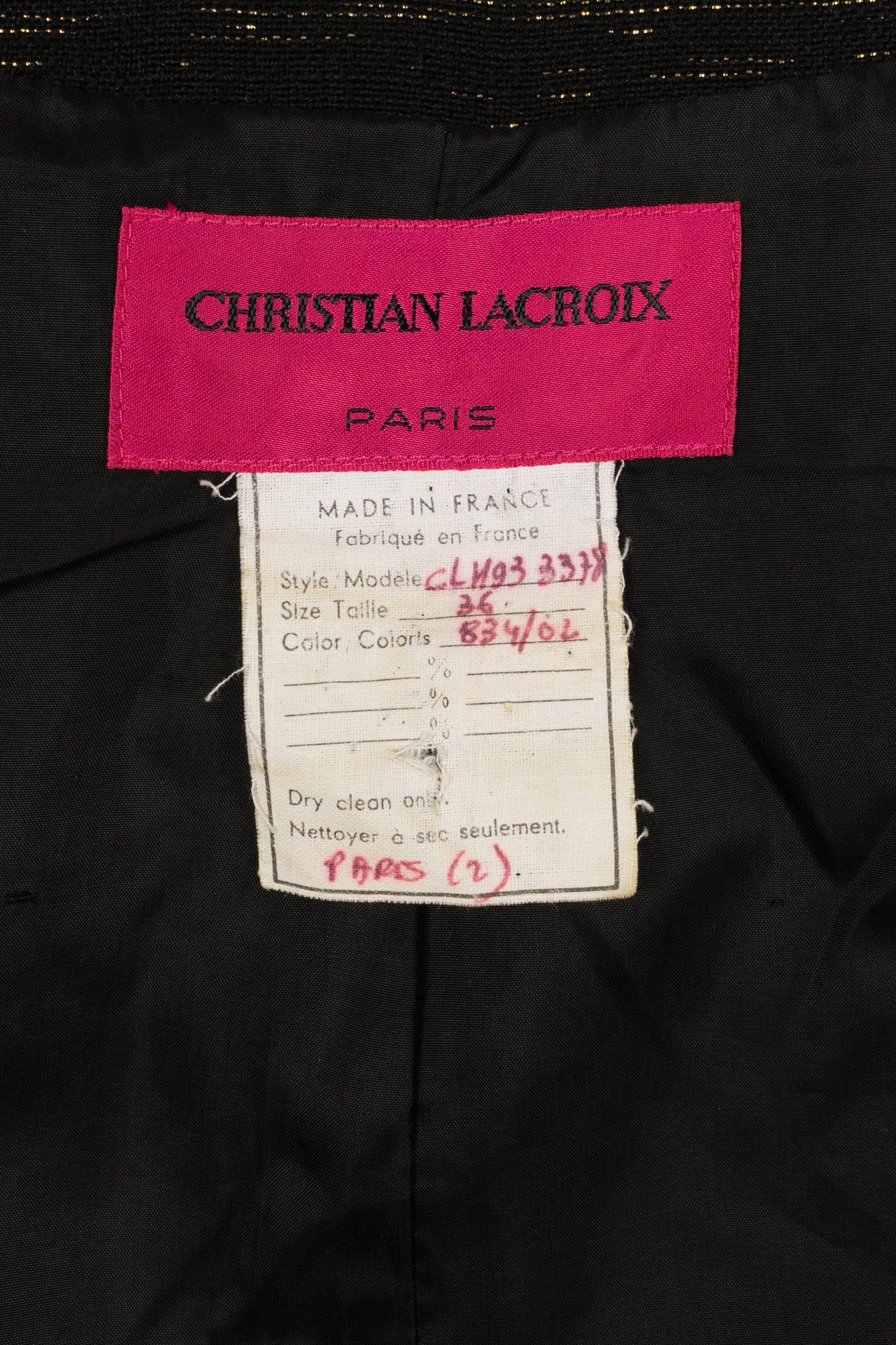 Christian Lacroix Black Jacket with Golden Lurex Yarns Winter, 1993 For Sale 3