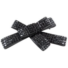 Christian Lacroix Black Jeweled Bow Pin Brooch
