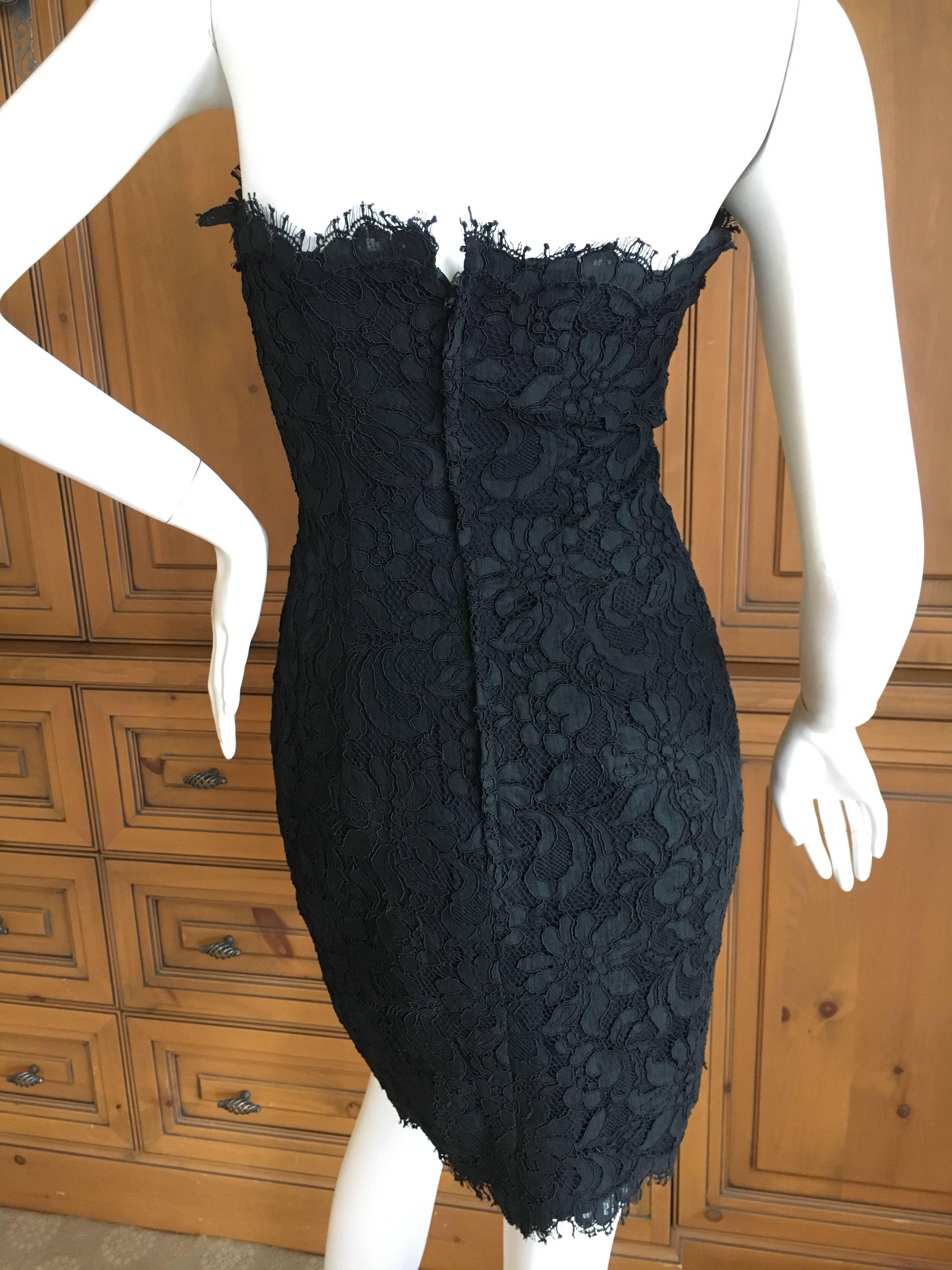 Christian Lacroix Black Lace Strapless Mini Dress XS In Excellent Condition For Sale In Cloverdale, CA
