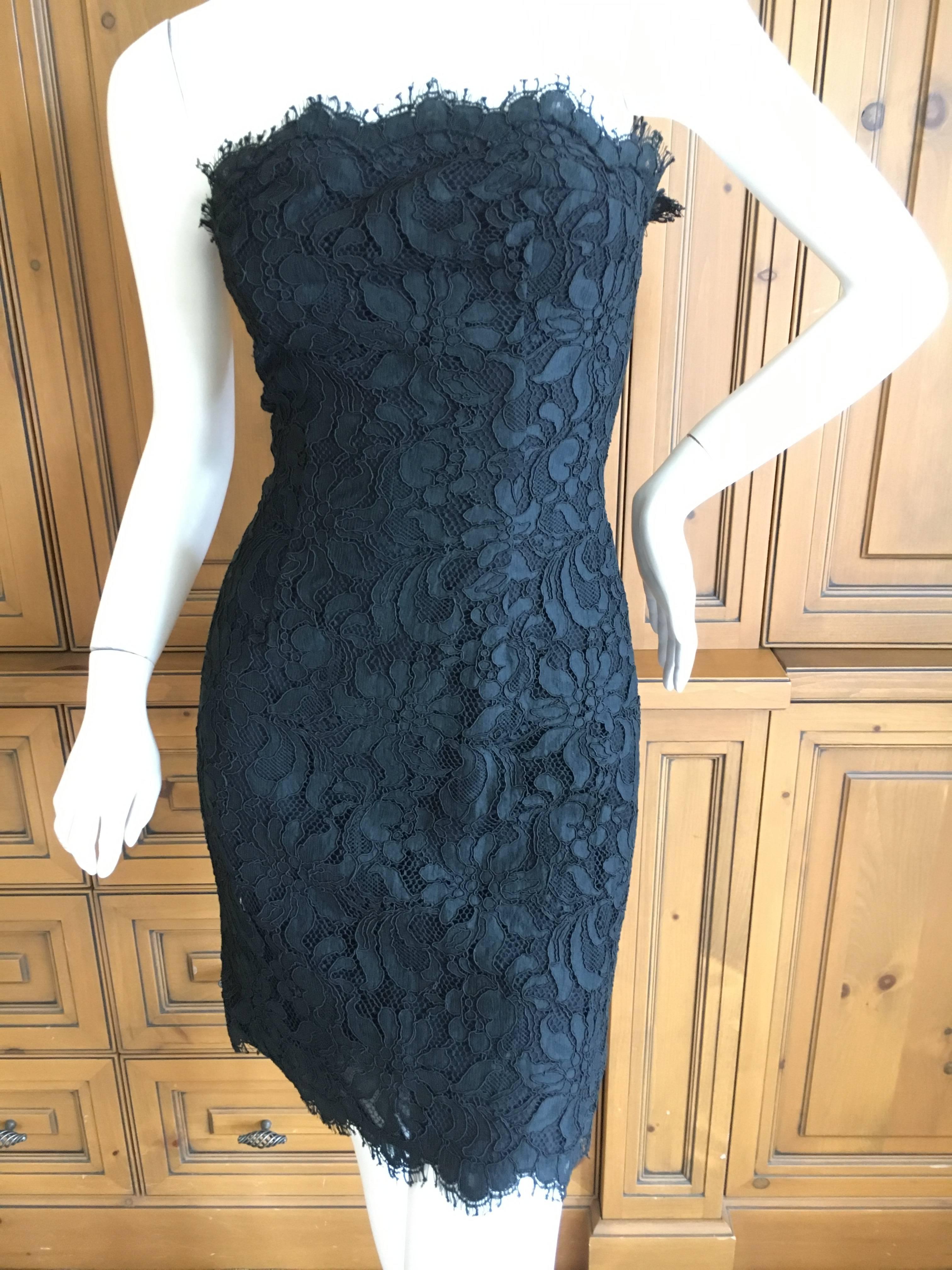 Women's Christian Lacroix Black Lace Strapless Mini Dress XS For Sale