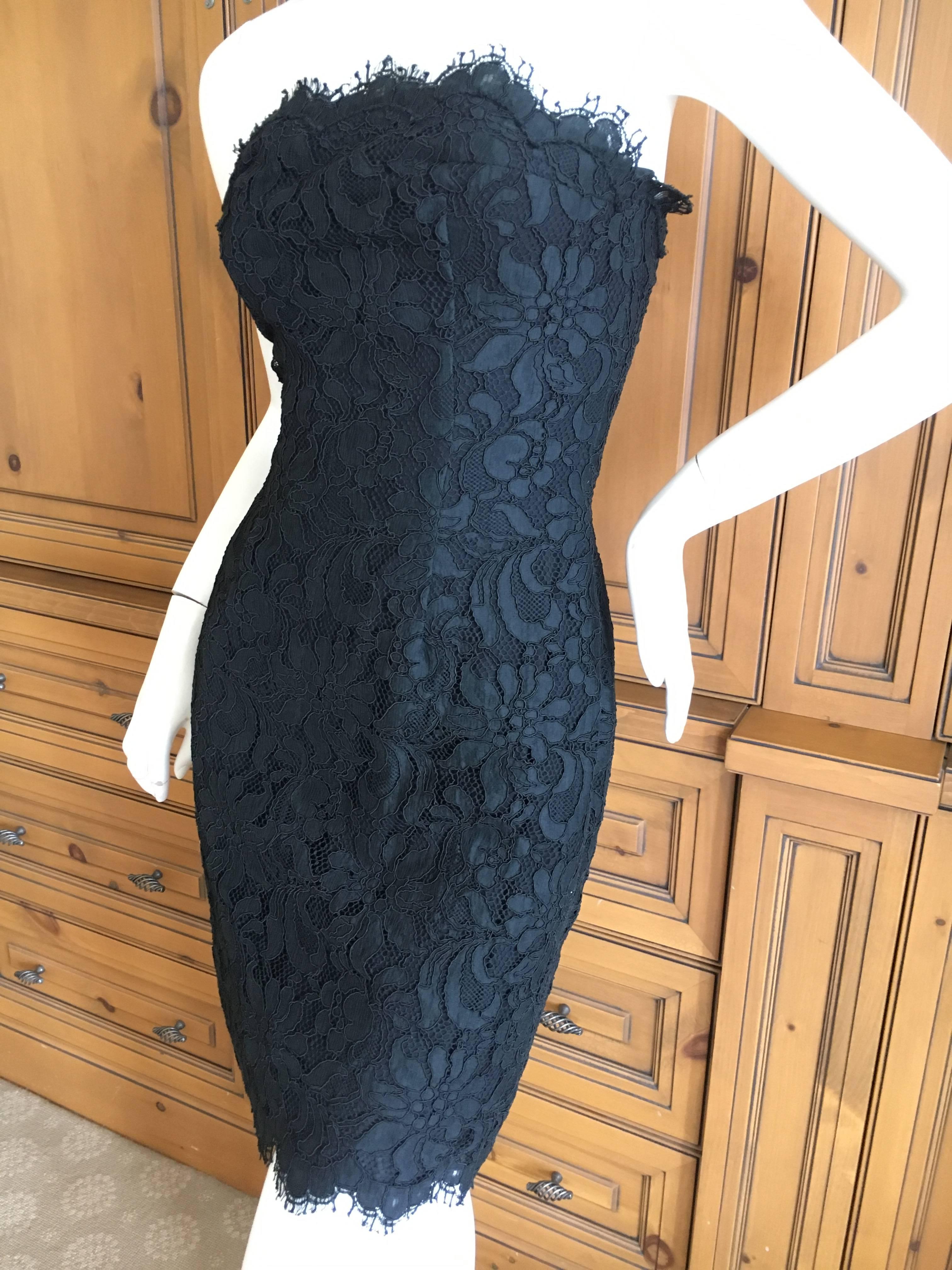 Christian Lacroix Black Lace Strapless Mini Dress XS For Sale 1