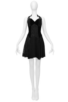 Christian Lacroix Black Lace & Velvet Mini Dress