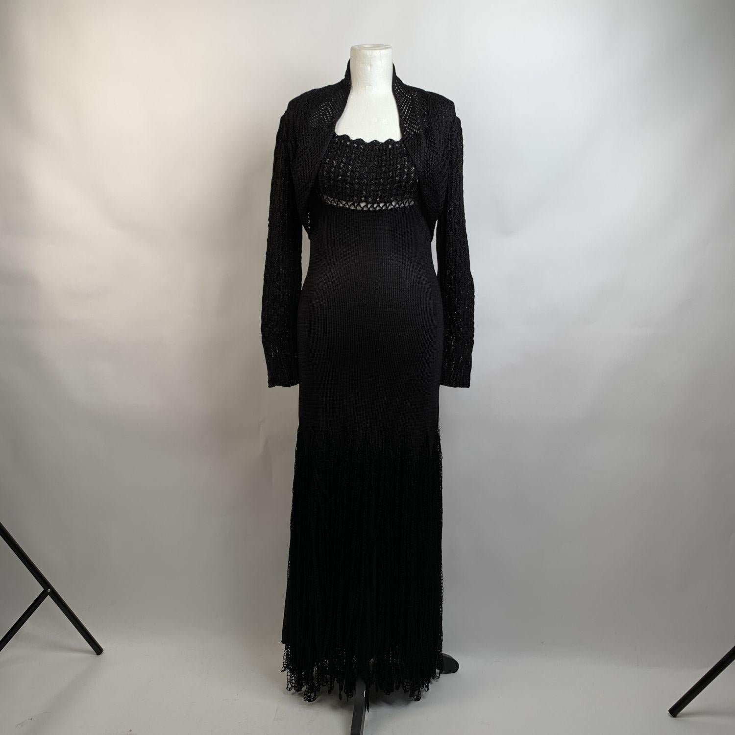 Christian Lacroix Black Light Weight Knit Maxi Dress with Jacket In Excellent Condition In Rome, Rome
