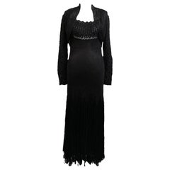 Christian Lacroix Black Light Weight Knit Maxi Dress with Jacket