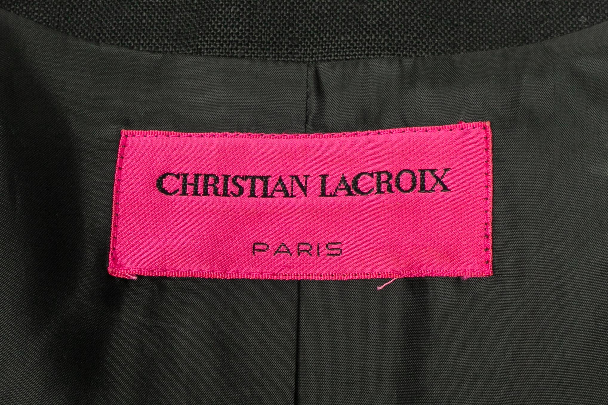 Christian Lacroix Schwarze Leinenjacke 1990er Jahre im Angebot 7