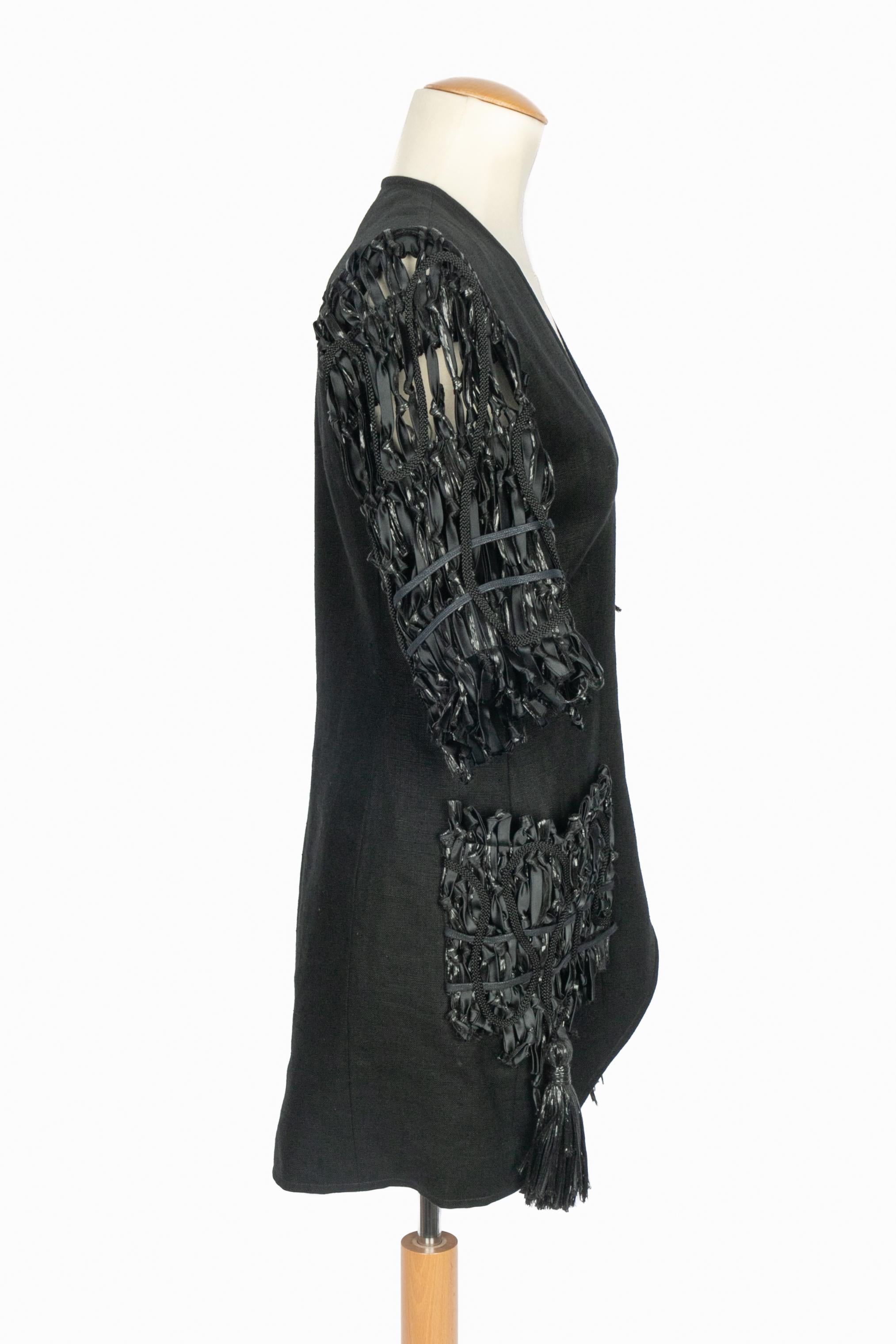 Christian Lacroix Schwarze Leinenjacke 1990er Jahre im Angebot 3