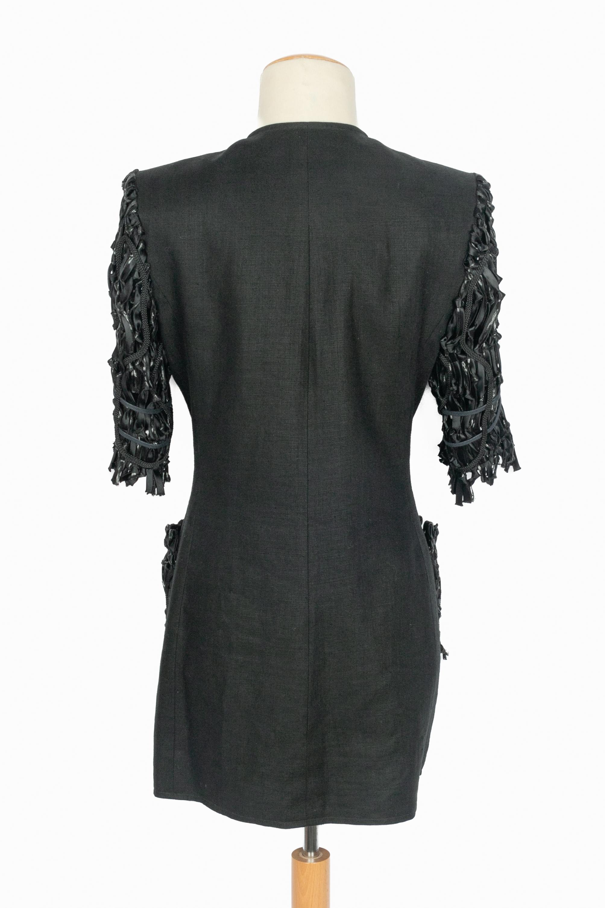 Christian Lacroix Schwarze Leinenjacke 1990er Jahre im Angebot 4