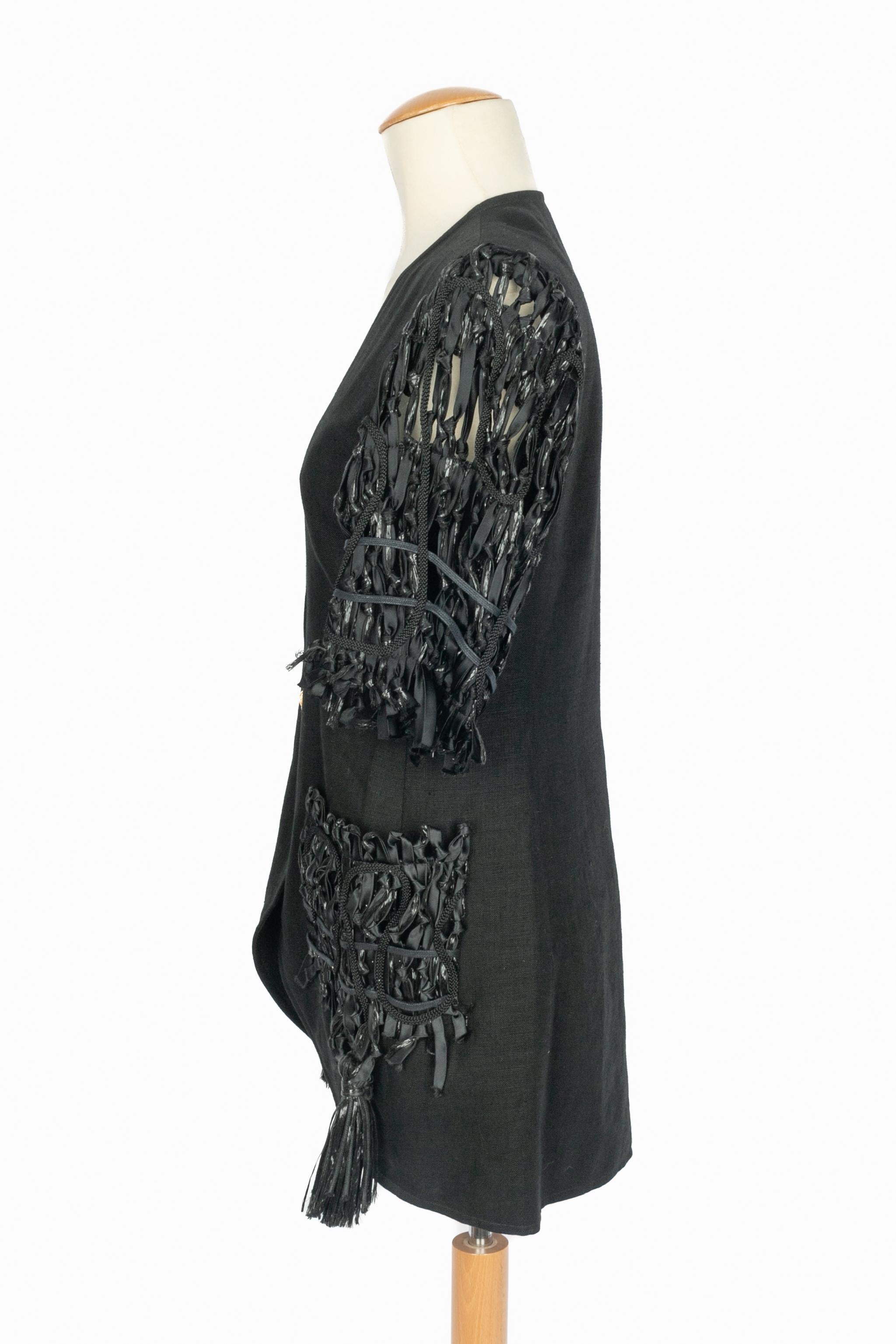 Christian Lacroix Schwarze Leinenjacke 1990er Jahre im Angebot 5