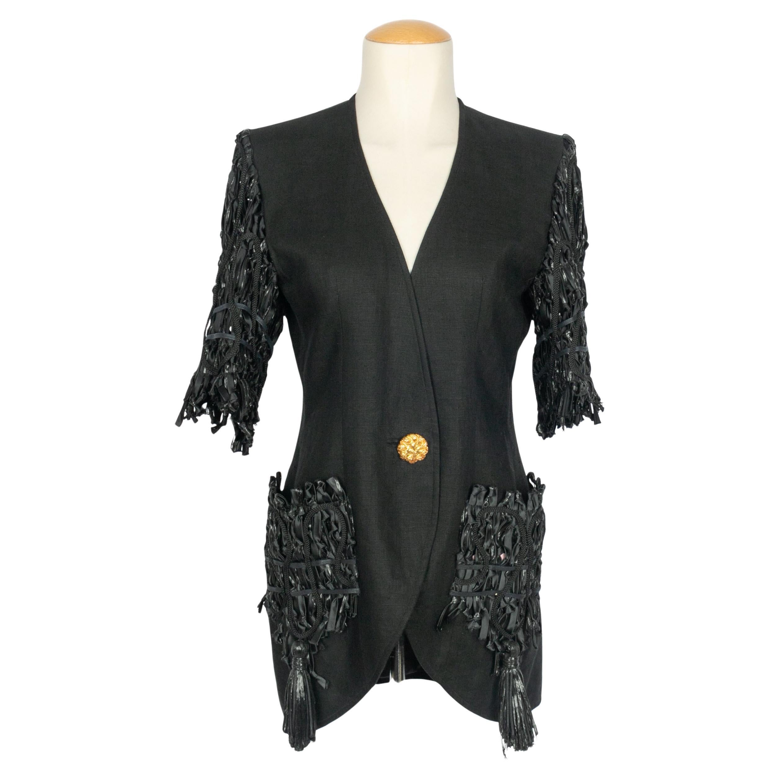 Christian Lacroix giacca di lino nero anni '90