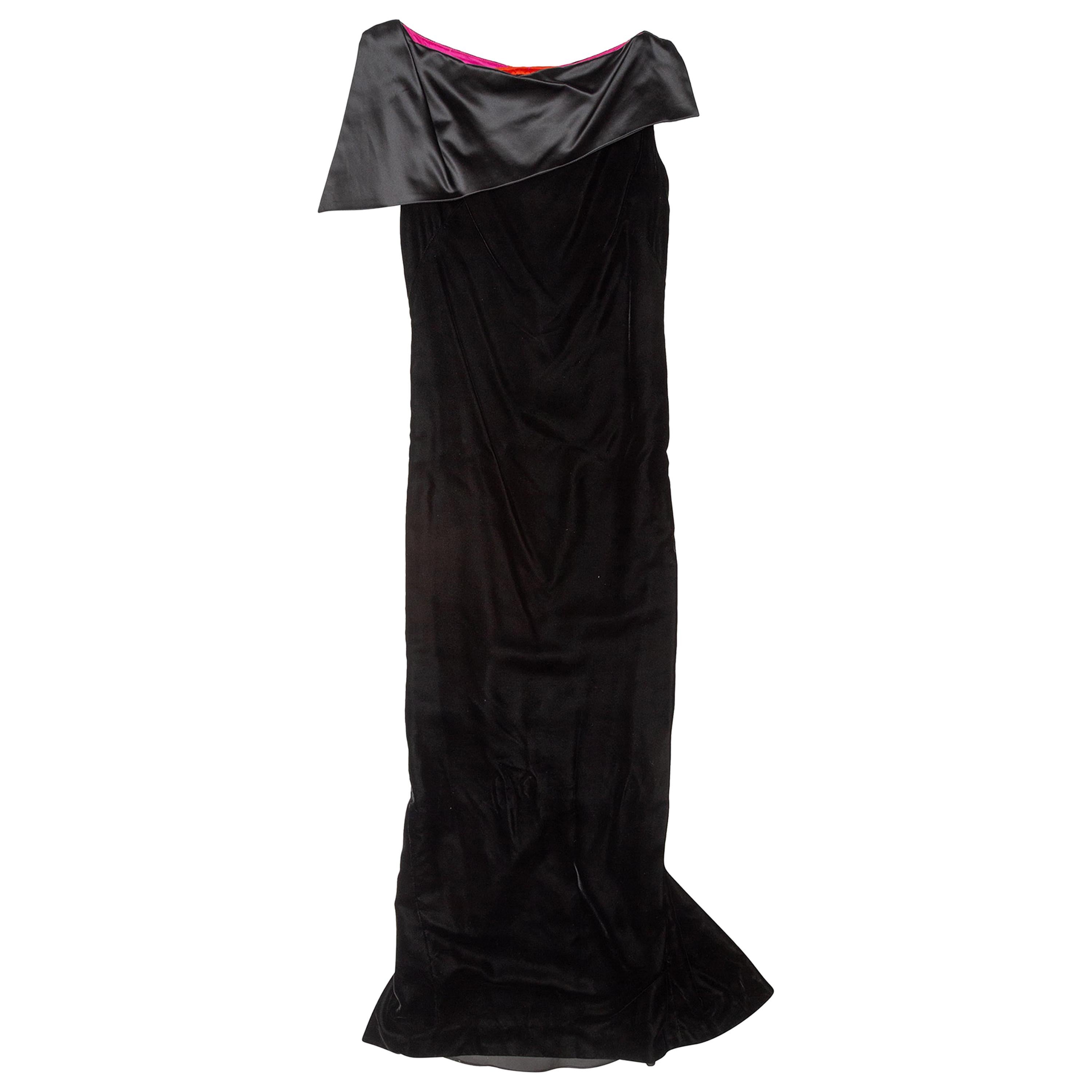 Christian Lacroix Black Off-The-Shoulder Velvet Gown