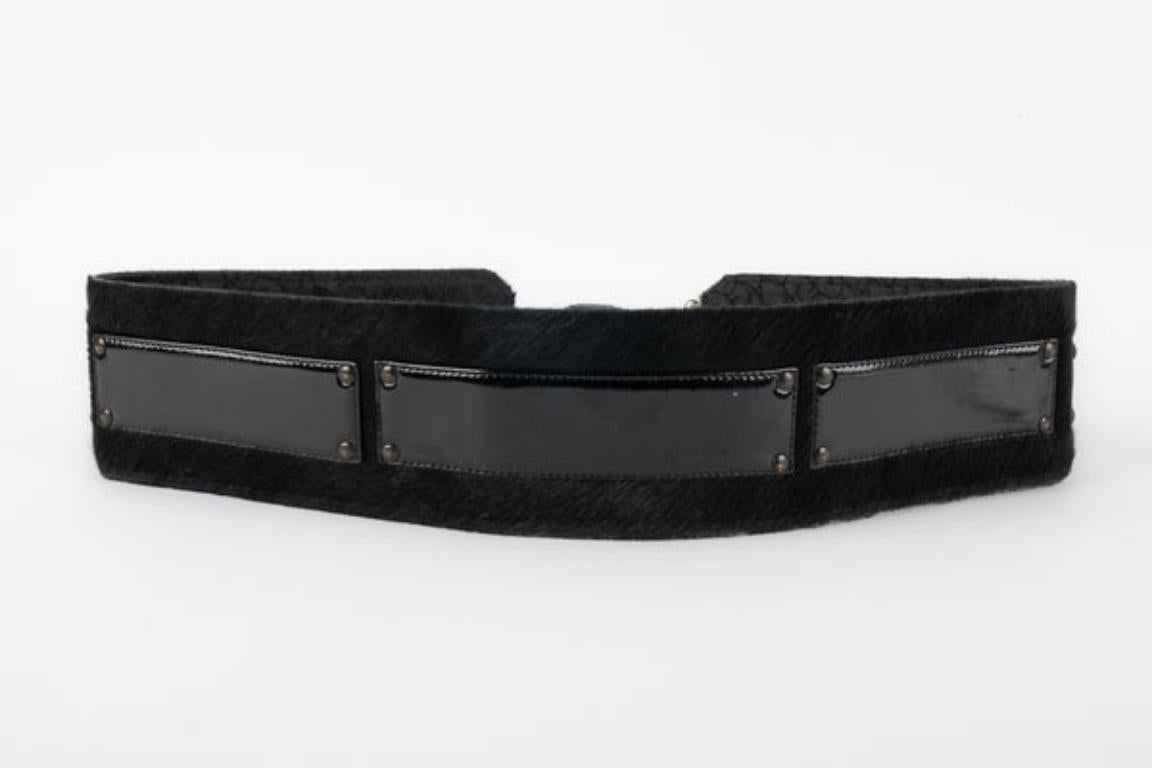 Christian Lacroix Black Patent Leather Belt In Good Condition In SAINT-OUEN-SUR-SEINE, FR