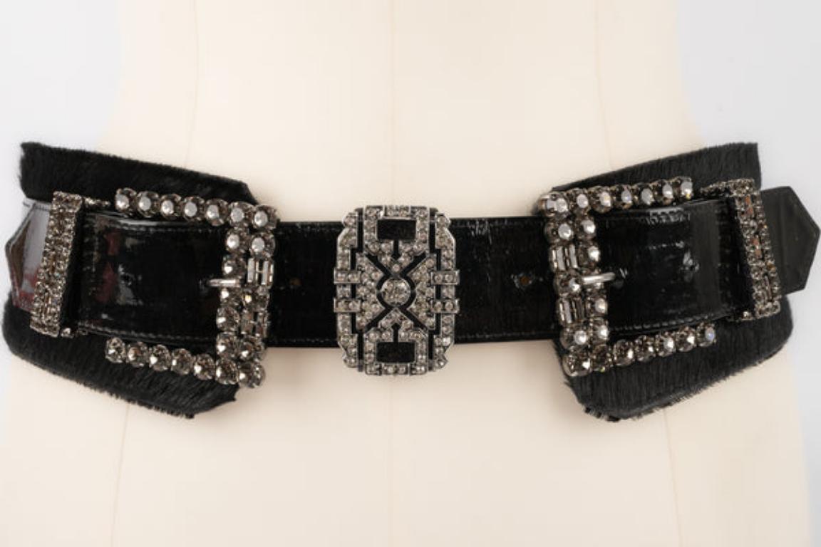 Christian Lacroix Black Patent Leather Belt 2