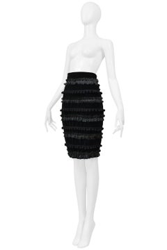 Christian Lacroix Black Pom Pom Pencil Skirt