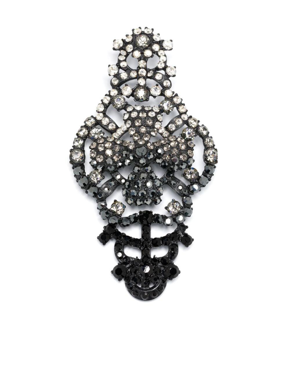 Christian Lacroix Black Rhinestone-Embellished Skull Brooch For Sale 1