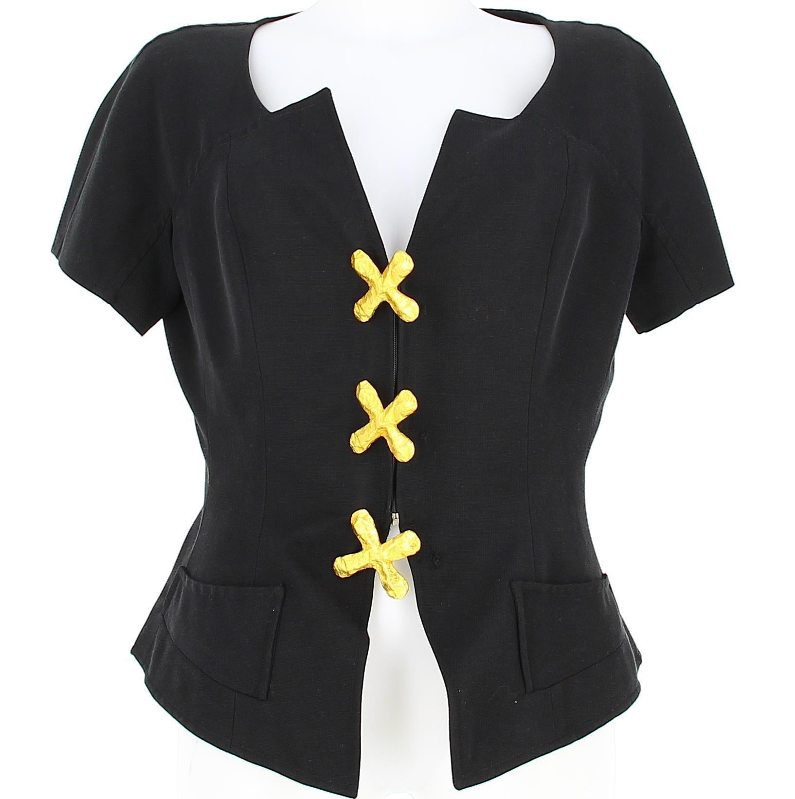 Christian Lacroix Black Short Sleeve Jacket In Excellent Condition For Sale In PARIS, FR