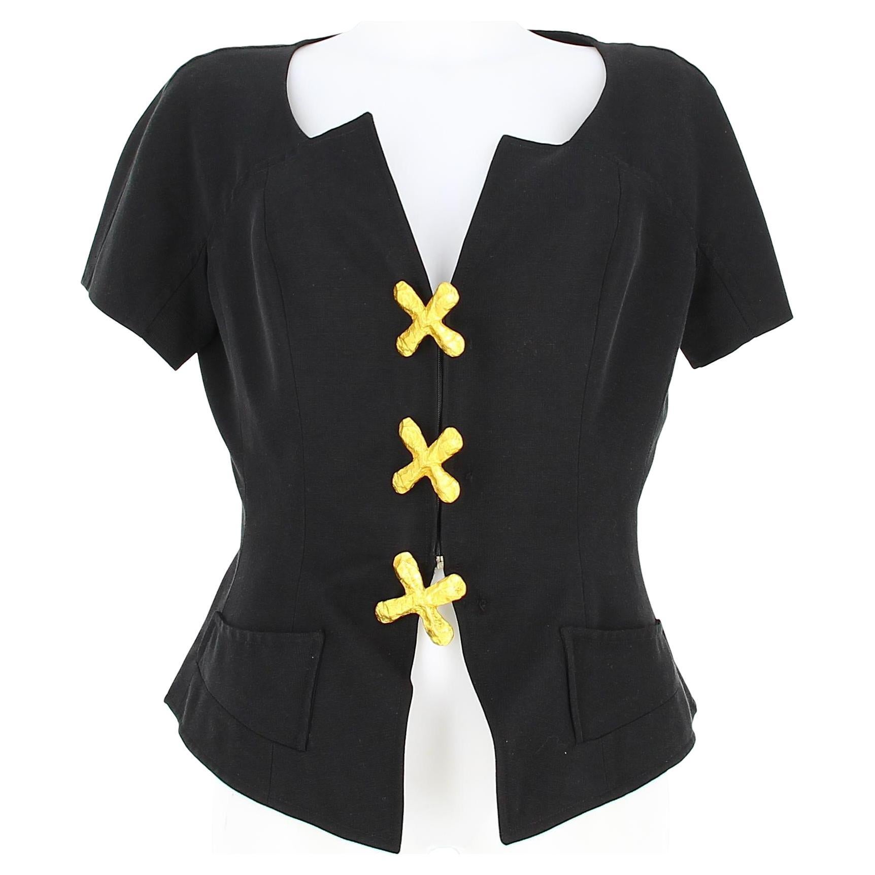 Christian Lacroix Black Short Sleeve Jacket For Sale