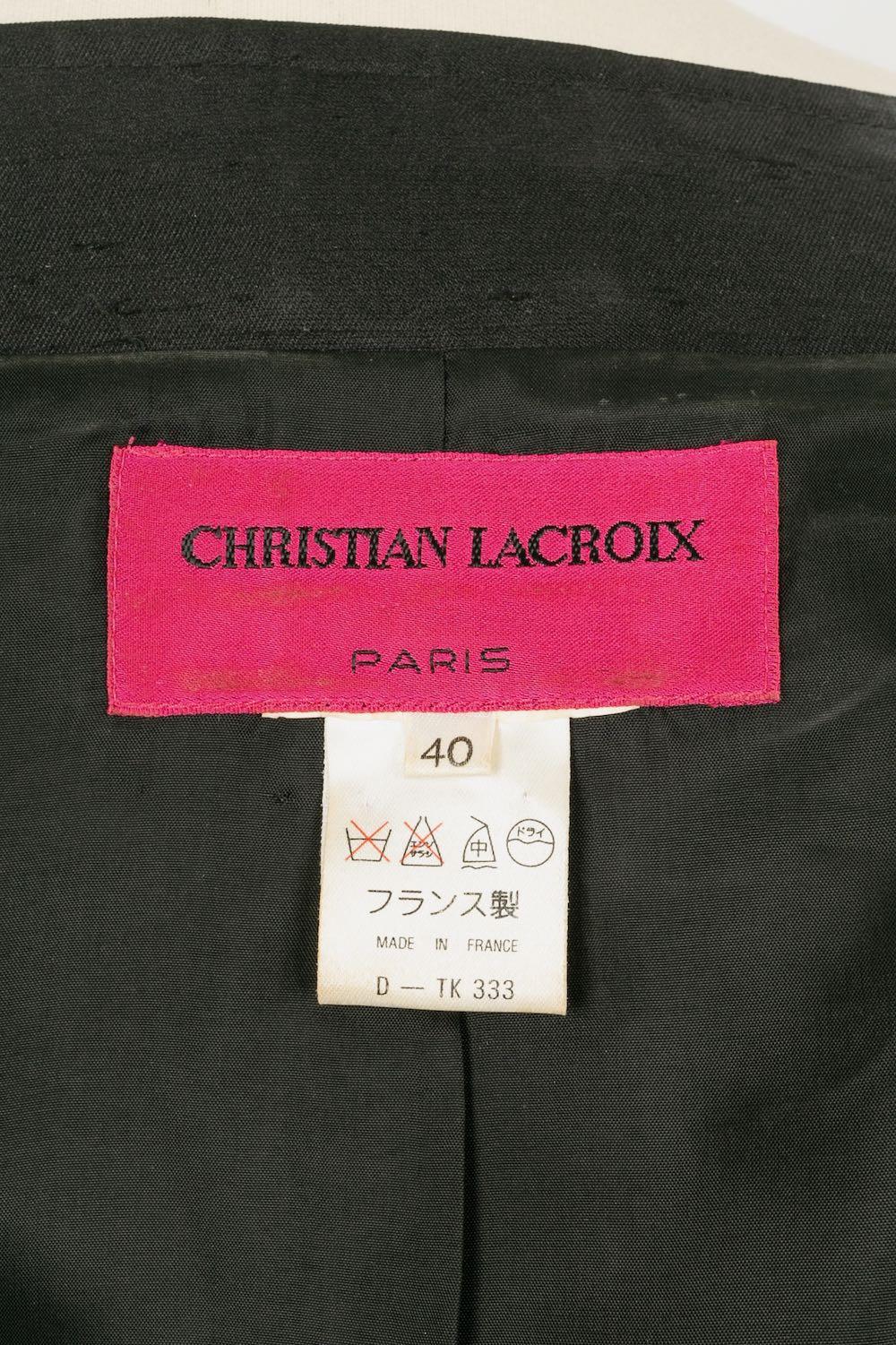 Christian Lacroix Black Silk and Hammered Gold Metal Buttons Ensemble For Sale 8