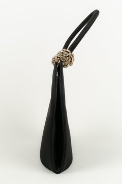 Christian Lacroix Black Silk, Gold Metal and Rhinestone Bag