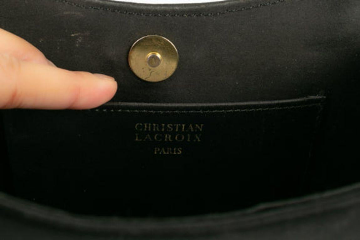 Christian Lacroix Tasche aus schwarzer Seide, Goldmetall und Strass im Angebot 4