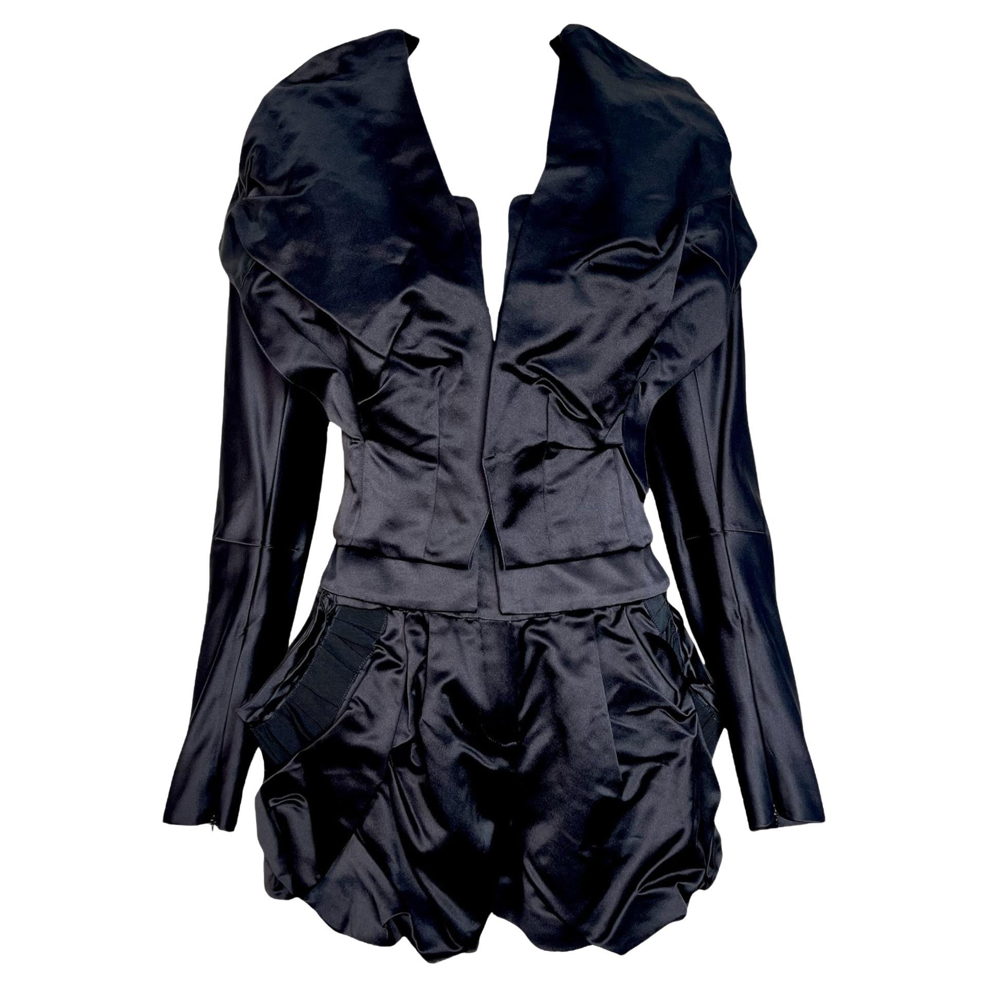 Christian Lacroix Schwarze Seidenjacke und Shorts Abendensemble, 1980er Jahre