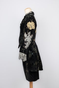 Christian Lacroix Black Velvet Skirt Suit Sewn