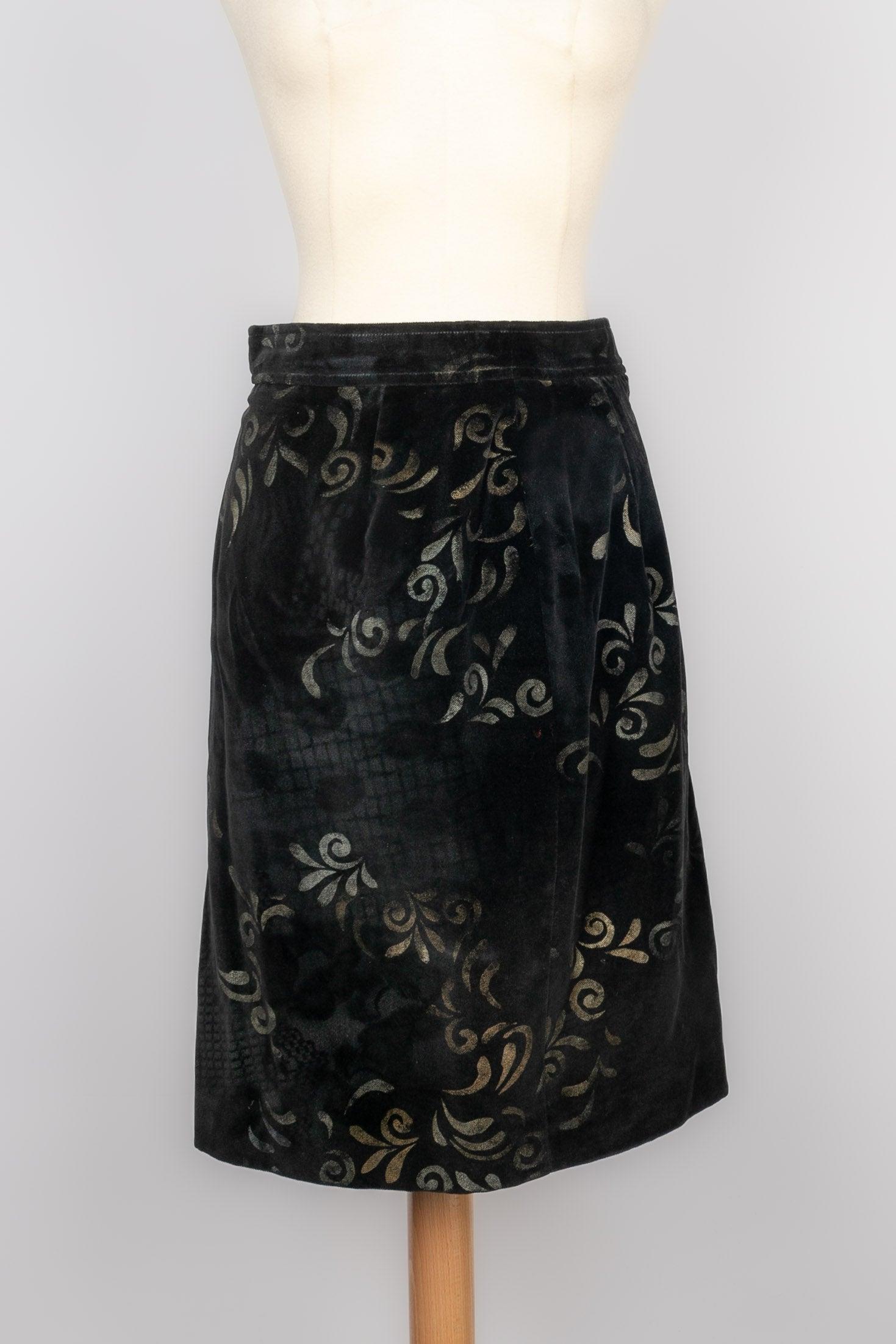 Christian Lacroix Black Velvet Skirt Suit Sewn For Sale 2