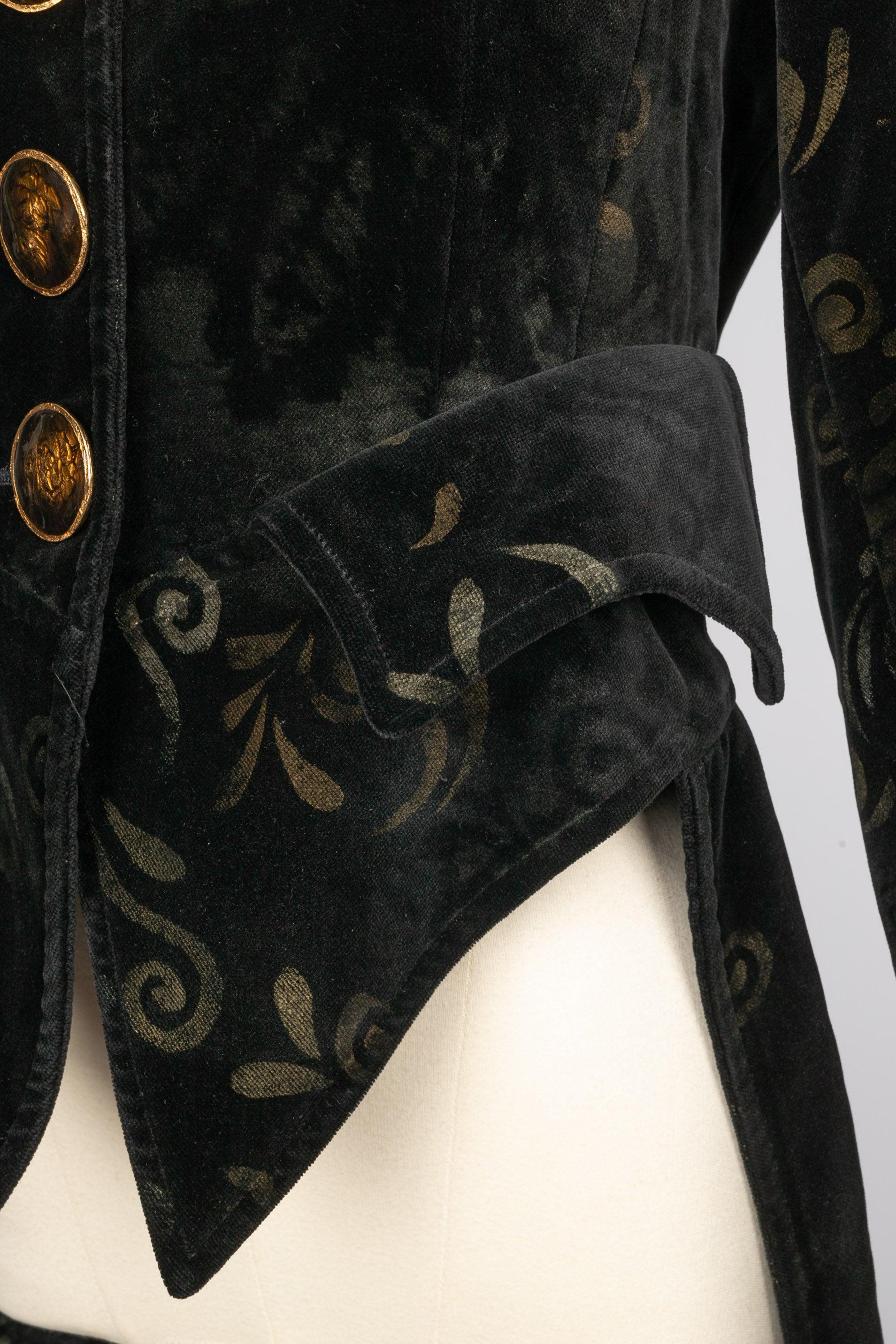 Christian Lacroix Black Velvet Skirt Suit Sewn For Sale 4