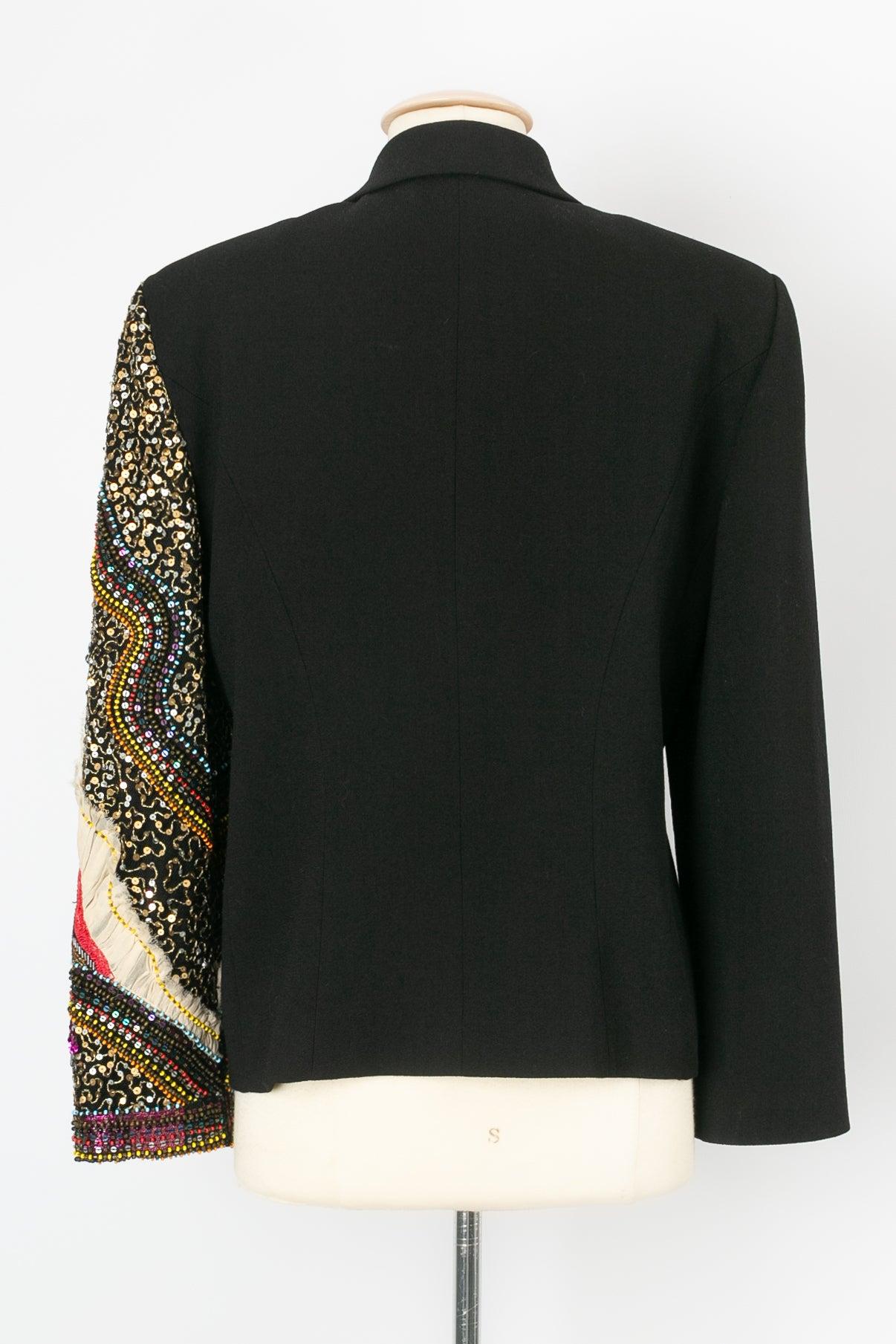 Christian Lacroix Black Wool Blazer Jacket In Excellent Condition For Sale In SAINT-OUEN-SUR-SEINE, FR