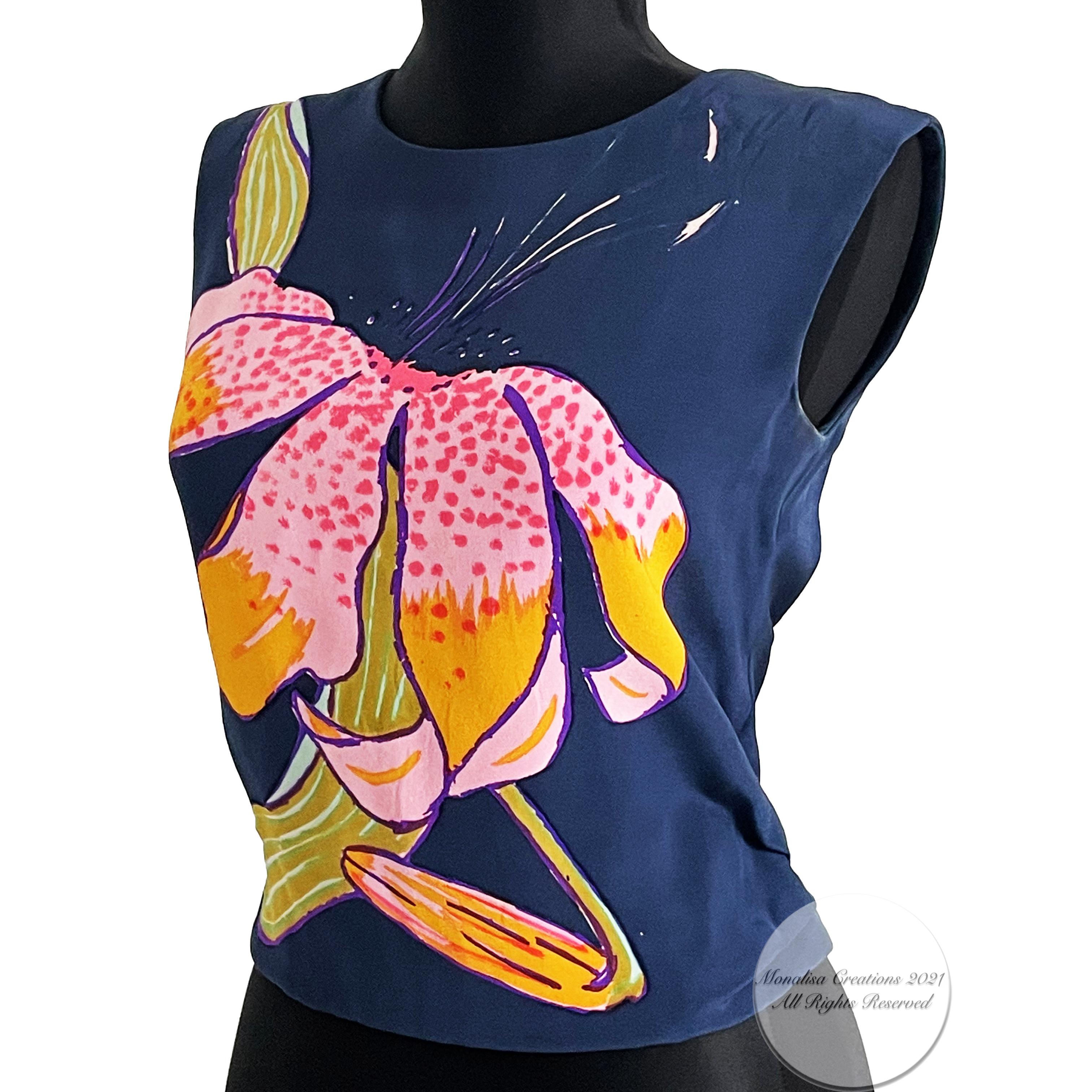 Women's Christian Lacroix Blouse Silk Hand Painted Haute Couture Numbered Vintage 90s S