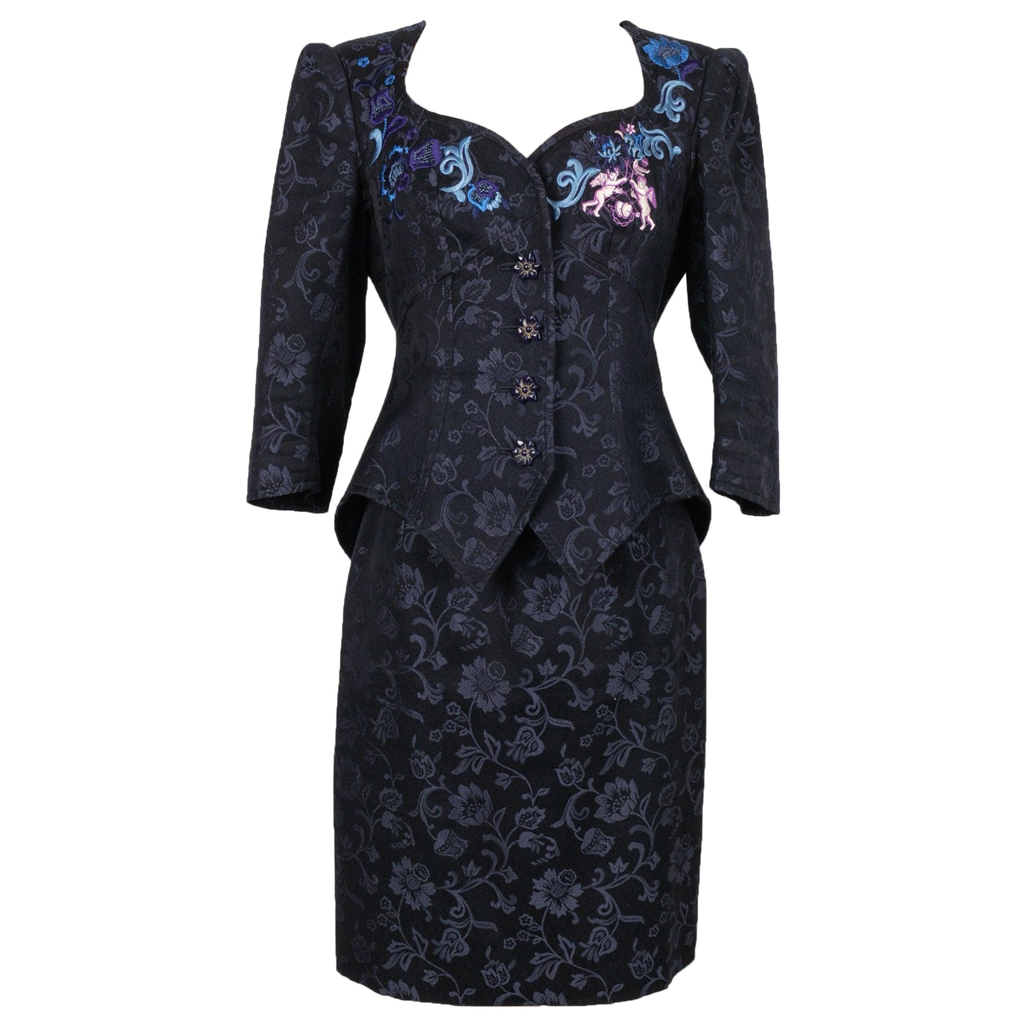 Ensemble tailleur jupe bleu de Christian Lacroix
