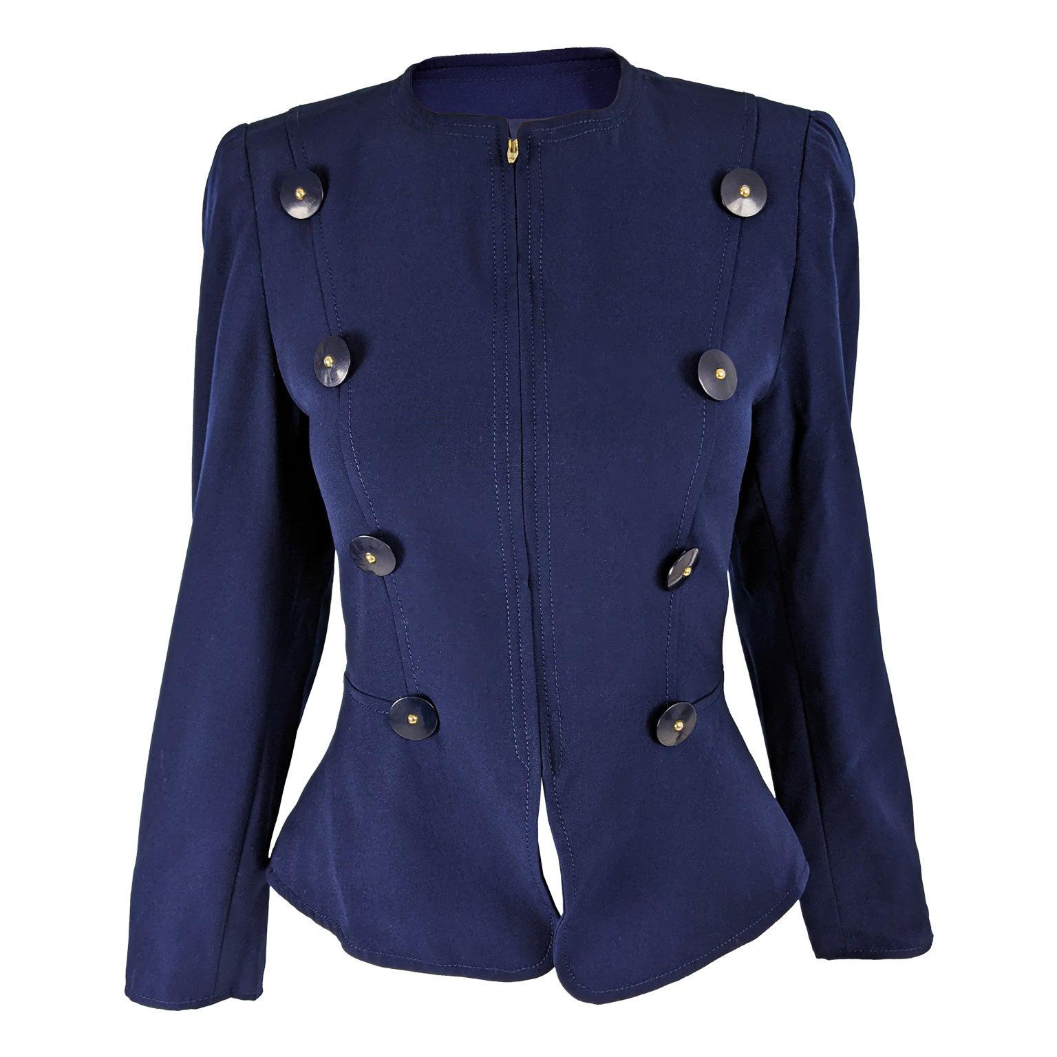 Christian Lacroix Blue Womens Fitted Wool Blazer
