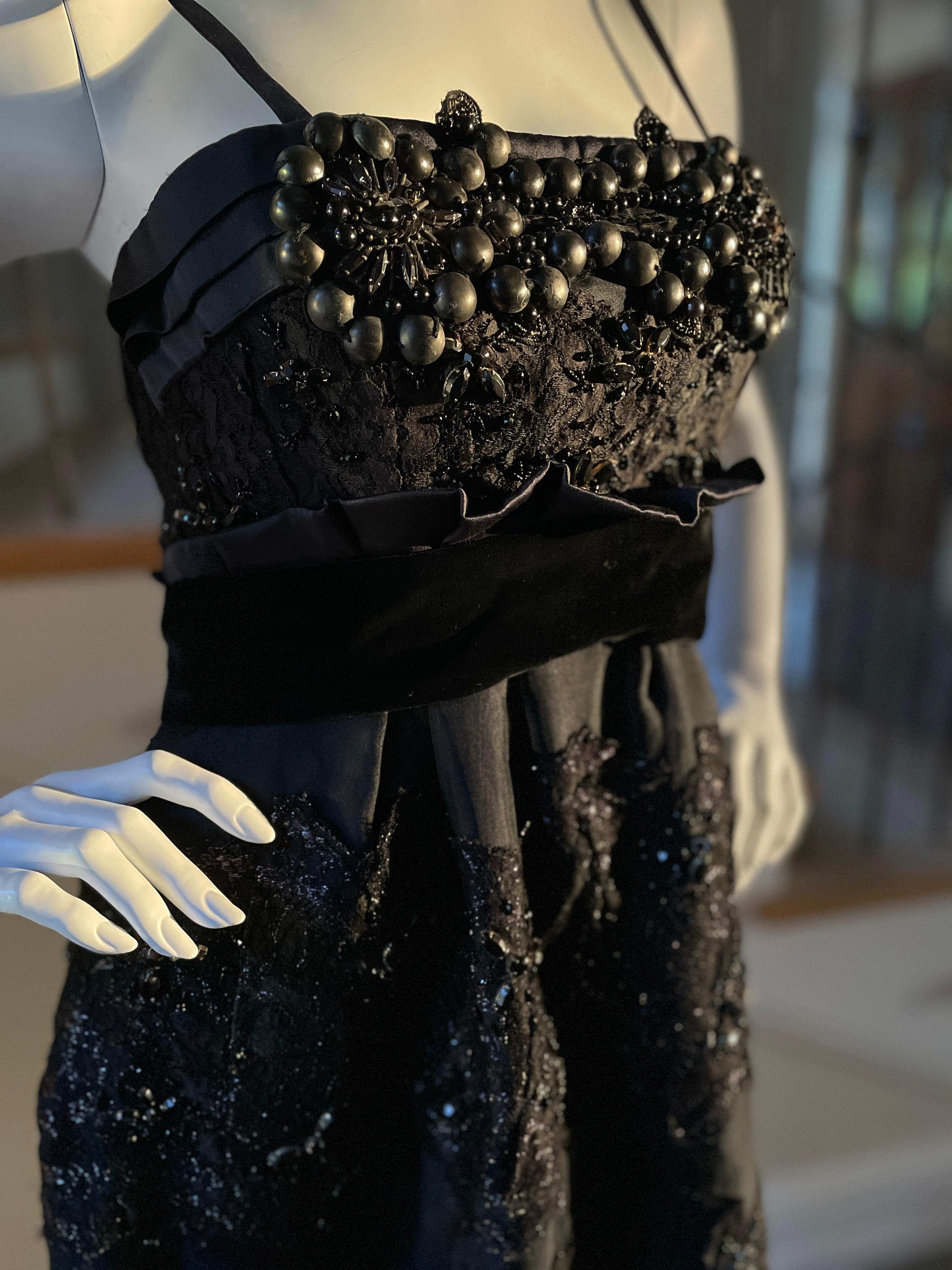 Christian Lacroix Boldly Embellished Vintage Little Black Cocktail Dress In Excellent Condition For Sale In Cloverdale, CA